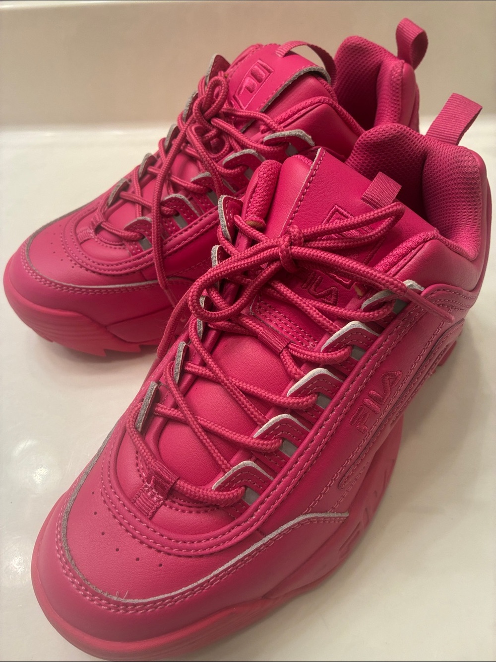 FILA WOMENS WEDGE PINK SNEAKER EMBROIDERED FILA LOGOS 8
CUSHION COMFORT